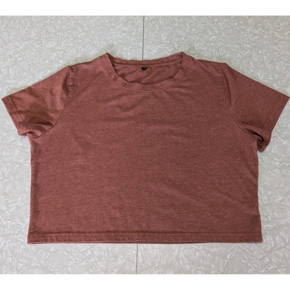 Women's XL Rust‎ Red/Orange Short Sleeve Crop Tee T-Shirt